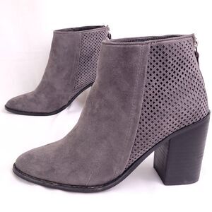 Steve Madden Ankle Boot Bootie Gray Suede Women's Size 8.5 w back Zip